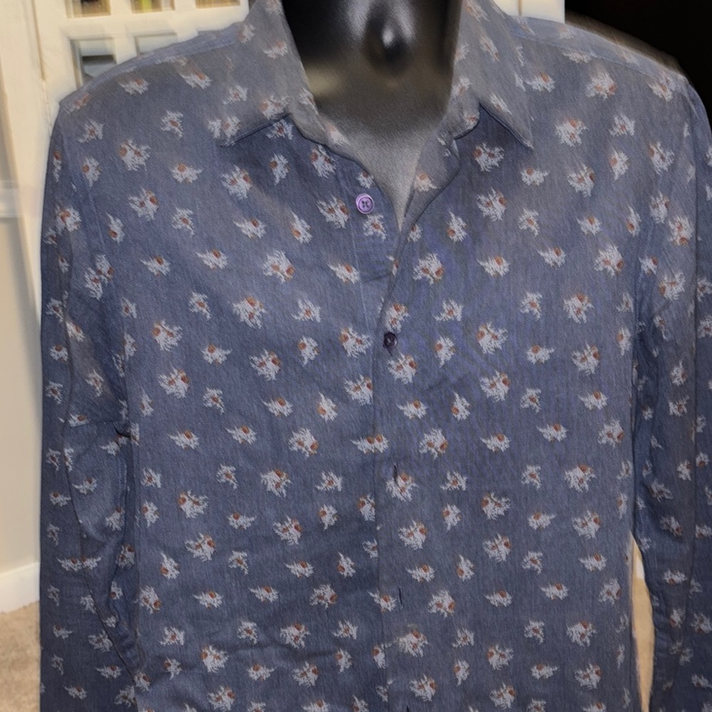 Zara Blue Floral Casual Button Down Shirt